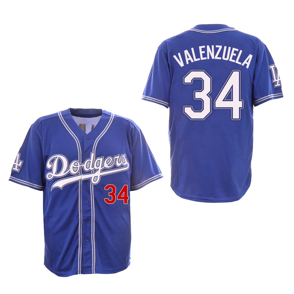 Men Los Angeles Dodgers 34 Valenzuela Blue Fashion Edition MLB Jerseys